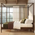 Harbor-Himmelbett in Kingsize mit gepolstertem Kopfteil, Blond/Swiss Coffee (MD2411-01)