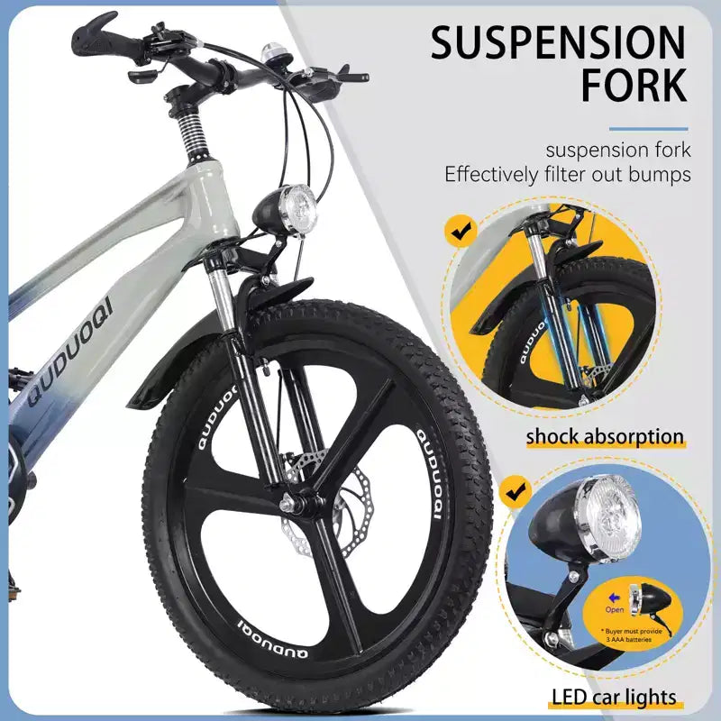 NAYSAYE 20-Zoll-Mountainbike für Kinder mit 7-Gang-Schaltung und Rahmen aus Magnesiumlegierung für Jungen und Mädchen von 8 bis 12 Jahren, 57.09*21.65*29.92