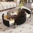 31.5 Modern Round Coffee Table with Large Drawer Storage