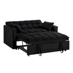 Loveseat-Schlafsofa 4-in-1 mit Armlehnen und Aufbewahrungstaschen, multifunktionales getuftetes Ausziehsofa mit verstellbarer Rückenlehne