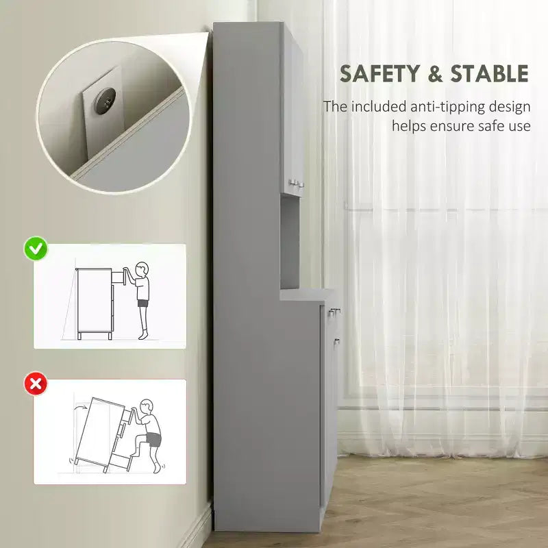 71 keukenkast, hoge opbergkast met magnetronstandaard, moderne keukenkast, 3 verstelbare planken voor woonkamer en eetkamer