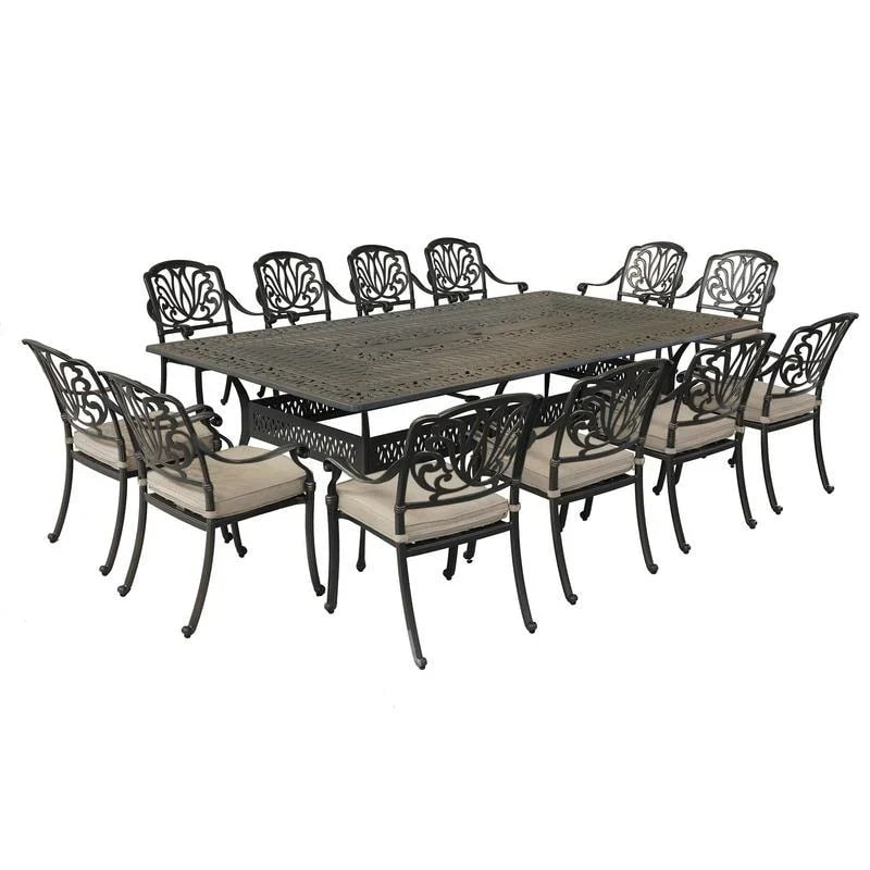 13-teiliges Esszimmer-Set aus Aluminium in Gunmetal von Havenside Home, Manasquan