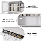 Meuble garde-manger de cuisine avec support pour micro-ondes, vaisselier avec buffet et étagères réglables, pour la cuisine et la salle à manger
