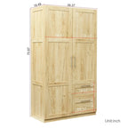 Armoire-penderie en bois blanc avec portes, tiroirs et tringle