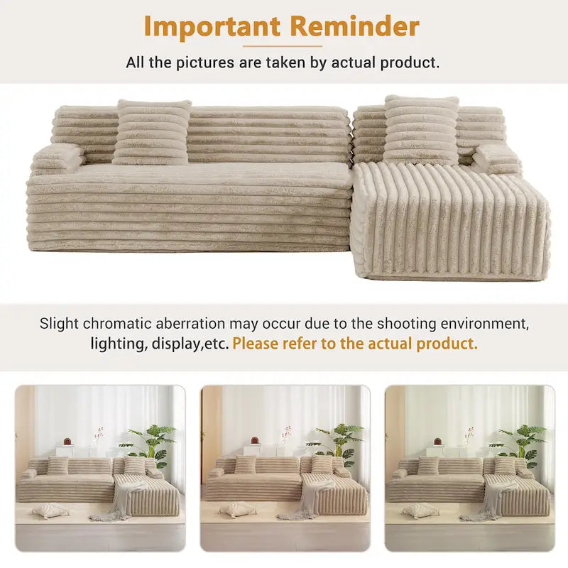 Cloud-Ecksofa, modernes Polstersofa mit 2 Zierkissen, frei kombinierbares Sofa, modulares L-förmiges Ecksofa