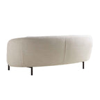 Gebogen 3-zitsbank met balvormige kussens, beige linnenmix