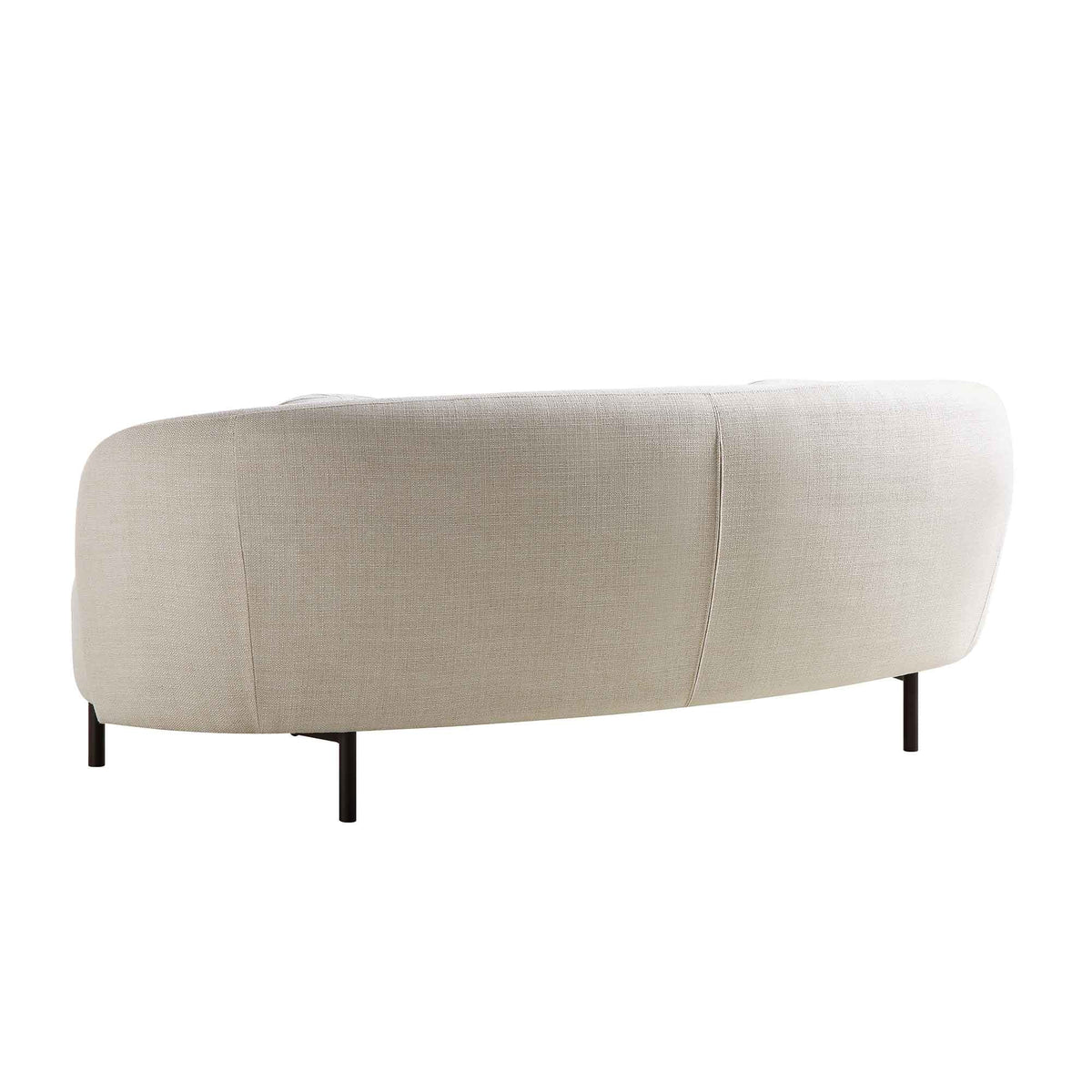 Gebogen 3-zitsbank met balvormige kussens, beige linnenmix