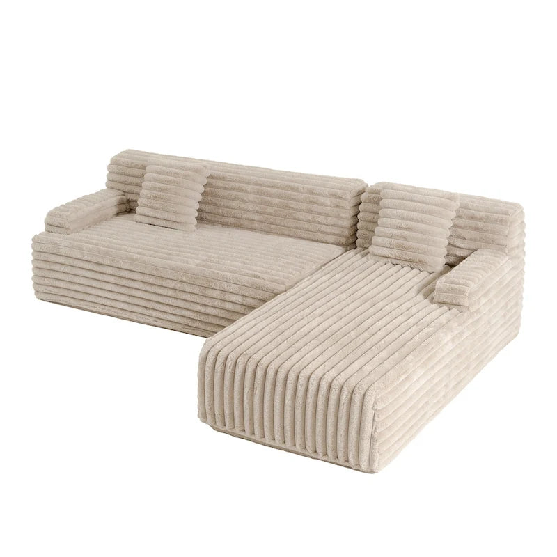 Cloud-Ecksofa, modernes Polstersofa mit 2 Zierkissen, frei kombinierbares Sofa, modulares L-förmiges Ecksofa