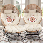 Fauteuil œuf d’intérieur FINCATI, fauteuil œuf d’extérieur supportant 440 lbs, fauteuil œuf surdimensionné avec pouf, fauteuil œuf luxueux et confortable avec repose-pieds