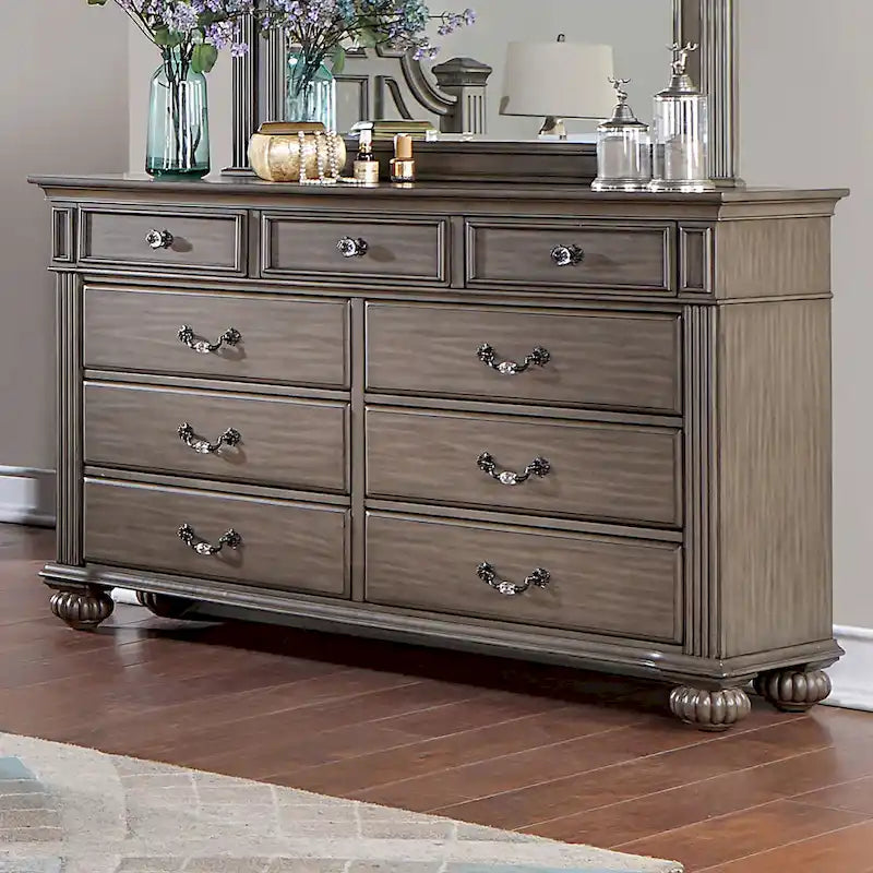 Ensemble traditionnel Vame de 2 pièces comprenant une commode à 9 tiroirs et un miroir, par Furniture of America