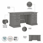 Bush Furniture Saratoga Schreibtisch für Führungskräfte mit Schubladen und Stauraum