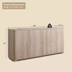 Kitchen Buffet Sideboard Cabinet with 4 Doors and Shelves, Modern Large Sideboard Buffet Storage Cabinet, 66 Coffee Bar Storage Cabinet