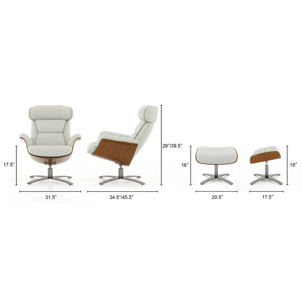 Jovan 31,5 Zoll Relaxsessel aus echtem Leder mit Hocker