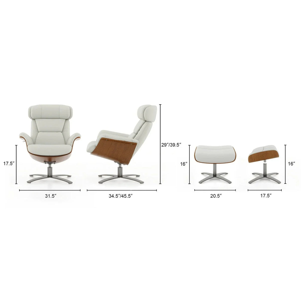 Jovan 31,5 Zoll Relaxsessel aus echtem Leder mit Hocker