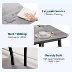 5 Piece Metal Frame Kitchen Table and Chair Set, with Chamfer Design