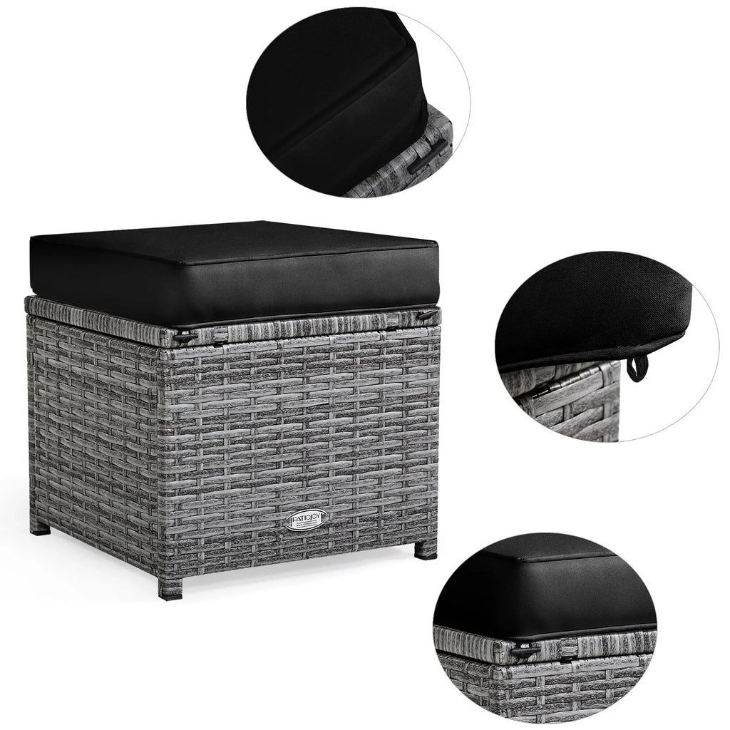 Costway Ensemble repas de jardin en rotin de 7 pièces, canapé d’angle, canapé et pouf — Voir les détails