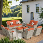 XIZZI 9-teiliges Outdoor-Gartenmöbel-Set mit drehbarem Sessel