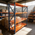 Étagères de garage robustes VIYET, rayonnage métallique réglable à 4 niveaux d’une capacité de 4 400 lb, rangement industriel bleu et orange pour magasin commercial, outils et salle de sport