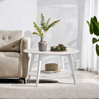 Honingbruine ronde salontafel met 2 opbergniveaus, 31,5 x 17,7 inch, ideaal voor de woonkamer