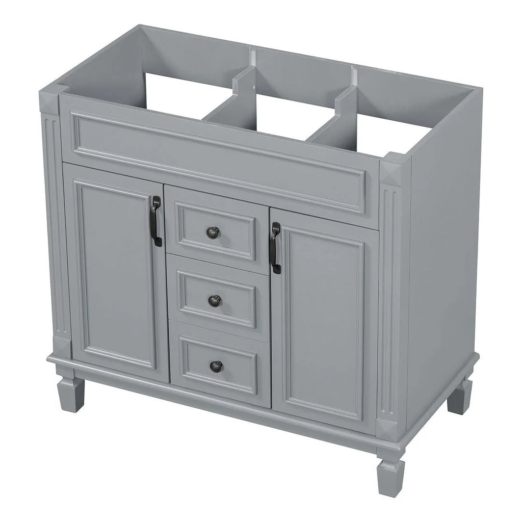 Meuble-lavabo moderne de salle de bains de 36 po avec vasque sur plan, armoire à miroir, 2 portes et 2 tiroirs