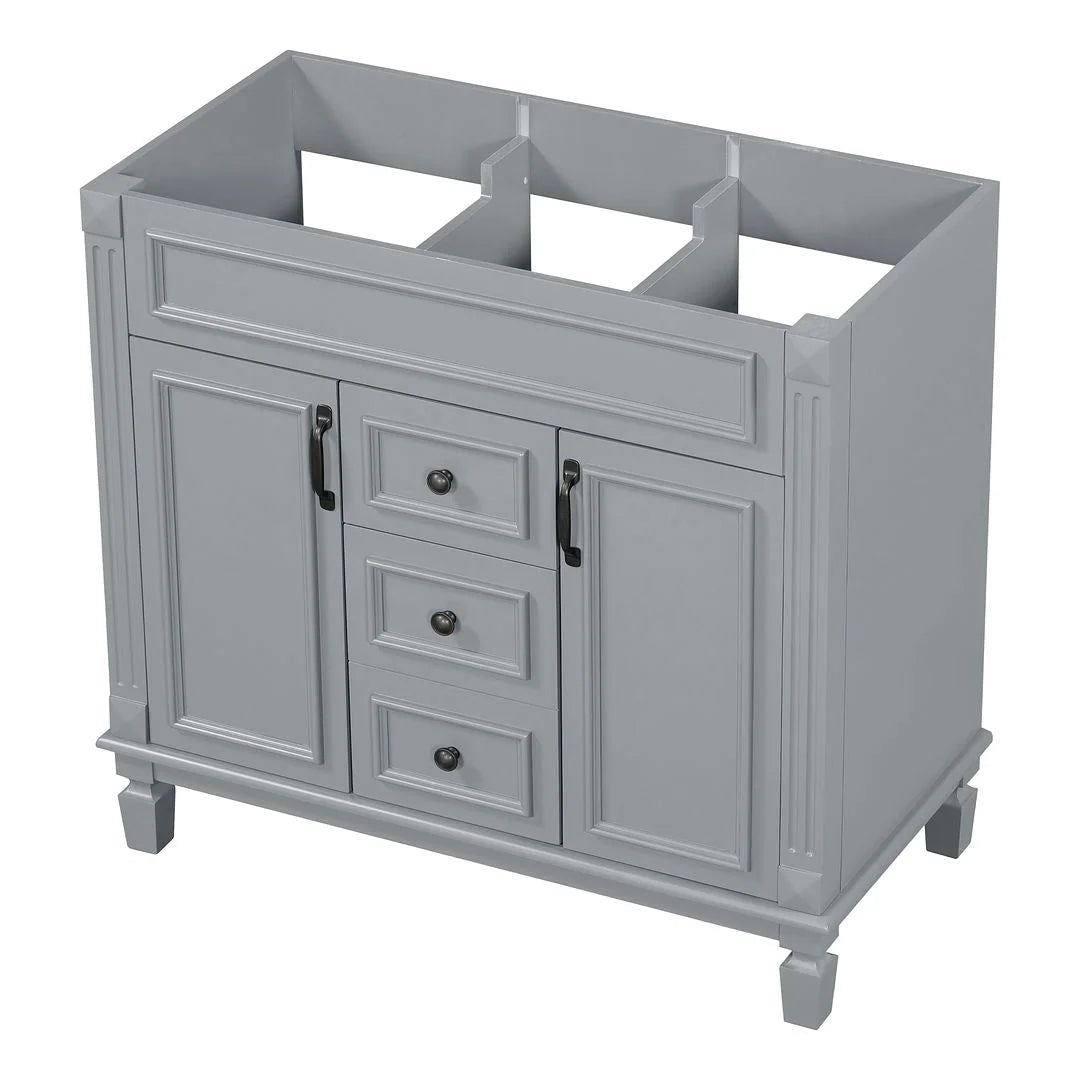 Meuble-lavabo moderne de salle de bains de 36 po avec vasque sur plan, armoire à miroir, 2 portes et 2 tiroirs