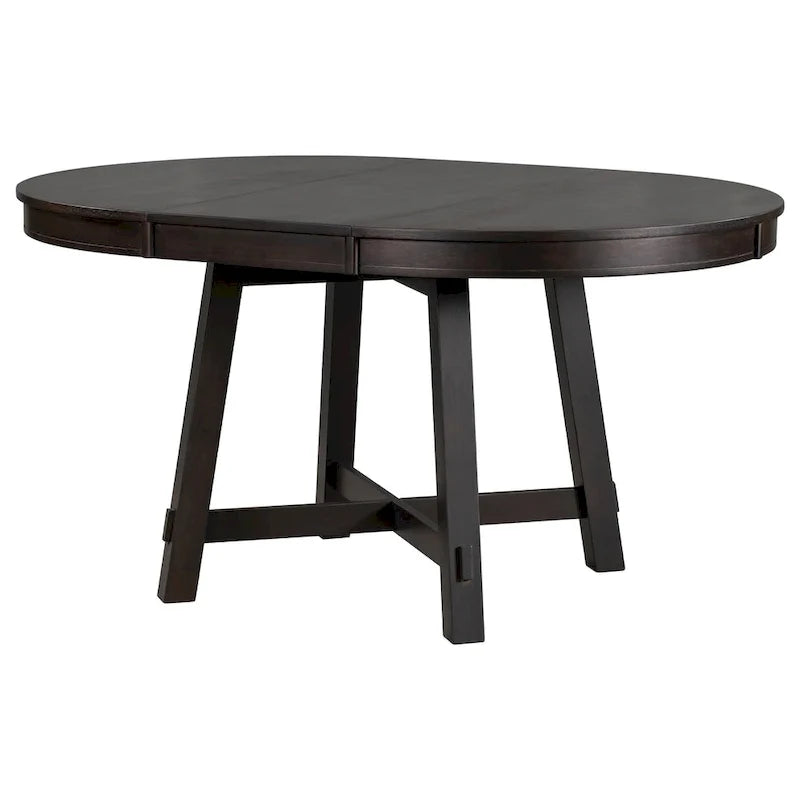 Table de salle à manger ronde extensible de style champêtre avec rallonge de 16 po, table de cuisine en bois