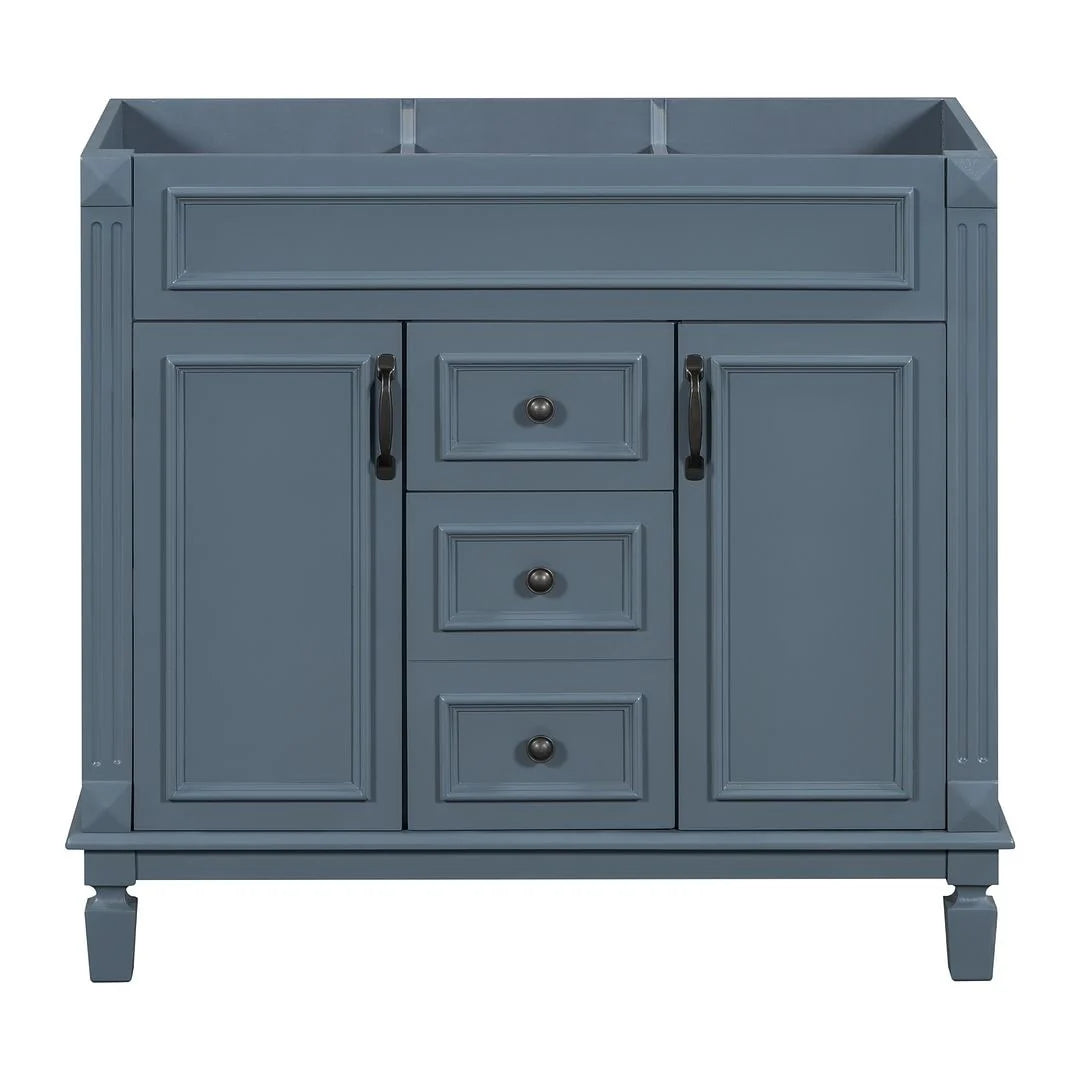 Moderne badkamermeubelset van 36 inch met wastafelblad, spiegelkast, 2 deuren en 2 laden