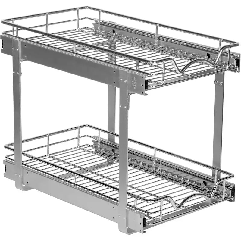 Ausziehbarer Schrankorganizer, 2 Ebenen, robustes Metall mit eingeschränkter lebenslanger Garantie – rostfreie Chromoberfläche