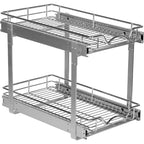 Ausziehbarer Schrankorganizer, 2 Ebenen, robustes Metall mit eingeschränkter lebenslanger Garantie – rostfreie Chromoberfläche