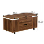 Table basse moderne multifonctionnelle relevable avec rangement dissimulé, 4 tabourets et roulettes, idéale pour les espaces de vie modernes