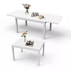 Okak Esstisch aus Aluminium, ausziehbarer Terrassentisch, Küchentisch für das Esszimmer