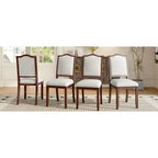 Set of 4 Farmhouse Dining Chairs with High Backs and Upholstered Seating
