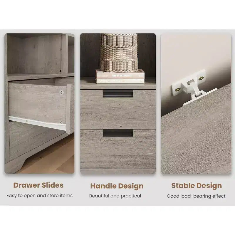 Bibliothèque haute de 72 pouces avec 4 tiroirs, bibliothèque de rangement autoportante de style maison de campagne pour chambre, salon et bureau à domicile