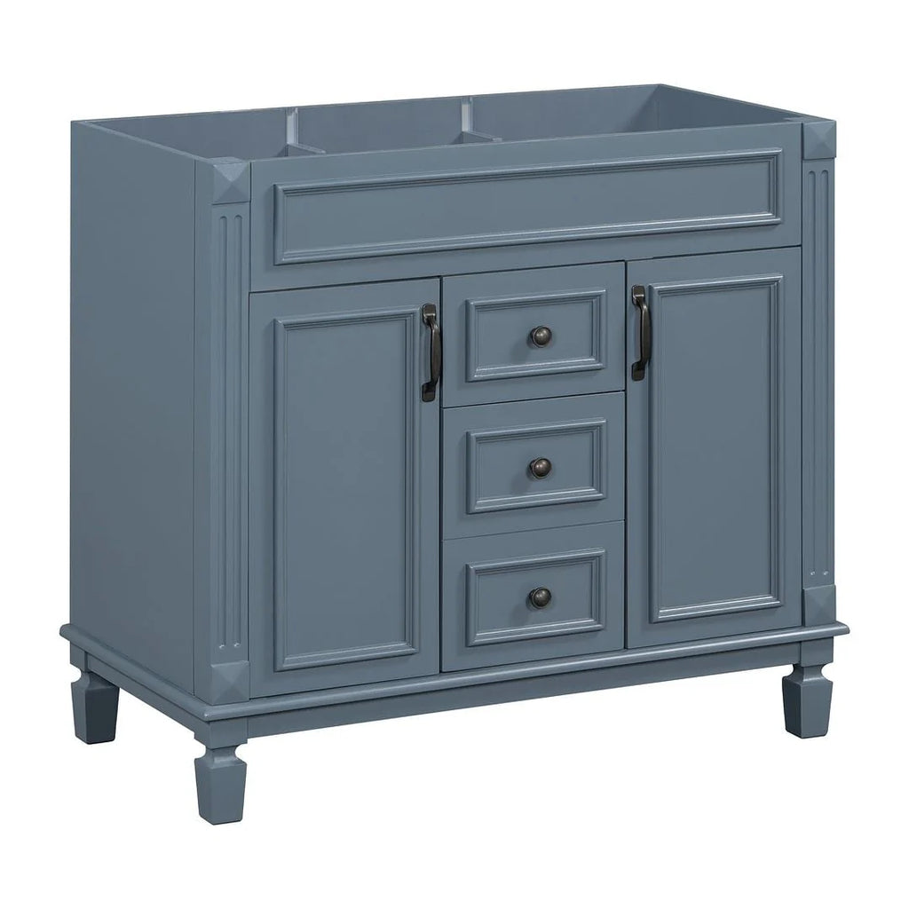 Meuble-lavabo moderne de salle de bains de 36 po avec vasque sur plan, armoire à miroir, 2 portes et 2 tiroirs