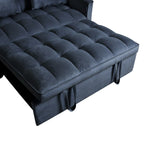 Modernes ausziehbares Schlafsofa, 3-in-1-Schlafsofa mit verstellbarer Rückenlehne, Samt-Loveseat, Kissen und Seitentaschen