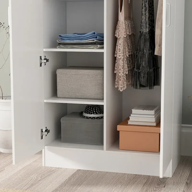 Freistehender Schlafzimmerschrank mit 2 Türen und Kleiderstange