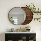 GDFStudio Norvyn 23.6 Round Wall Mirror with Sliding Storage Cabinet