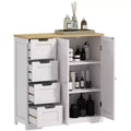 HOMCOM Bathroom Floor Cabinet with Adjustable Shelf, Freestanding Bathroom Storage Cabinet with 4 Drawers and 2 Doors, White