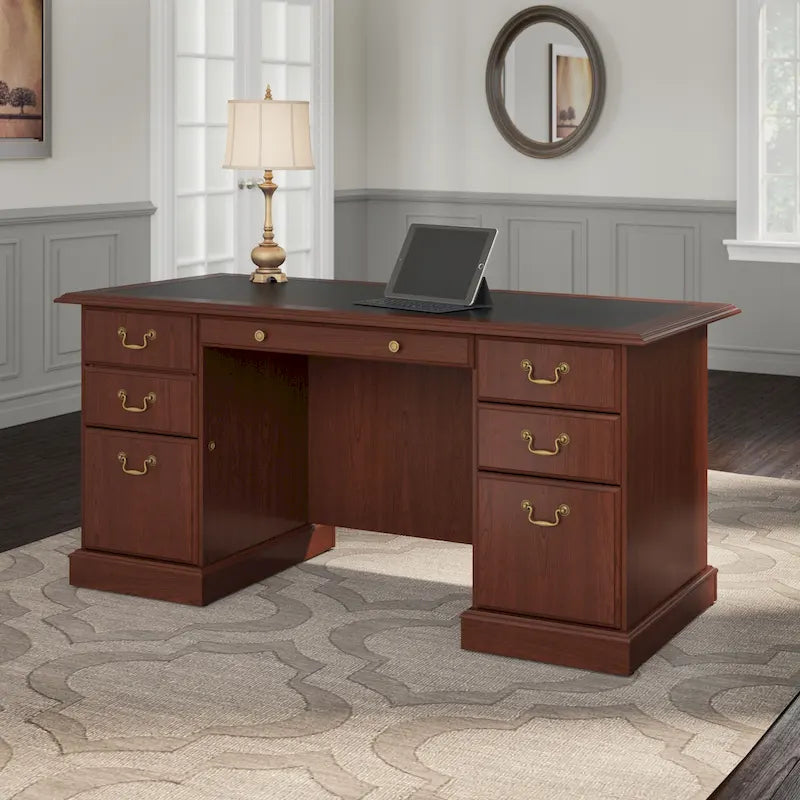 Bush Furniture Saratoga Schreibtisch für Führungskräfte mit Schubladen und Stauraum