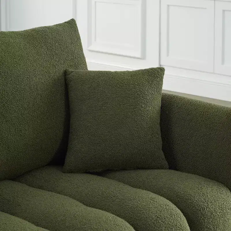 GDFStudio Alanna 79,5 modernes 3-Sitzer-Sofa mit Teddy-Stoffbezug und Kissen
