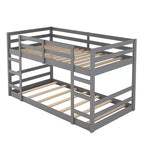 Lit superposé bas, lit superposé en bois au ras du sol avec échelle, lit superposé avec barrières de sécurité complètes