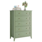 Commode haute de 42,5 po à 5 tiroirs pour chambre, armoire de rangement en bois avec tiroirs profonds de 11,9 po et boutons en métal doré, idéale pour l’entrée ou le couloir