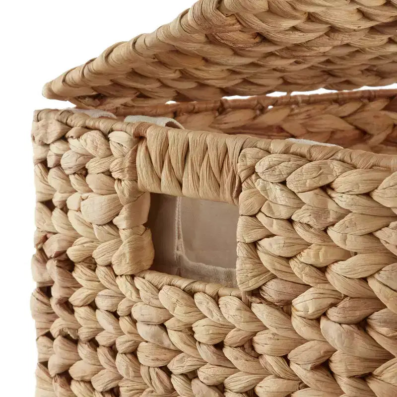 Panier à linge Casafield à 2 compartiments avec couvercle et sacs doublures amovibles, trieur de linge tressé en jacinthe d’eau pour vêtements