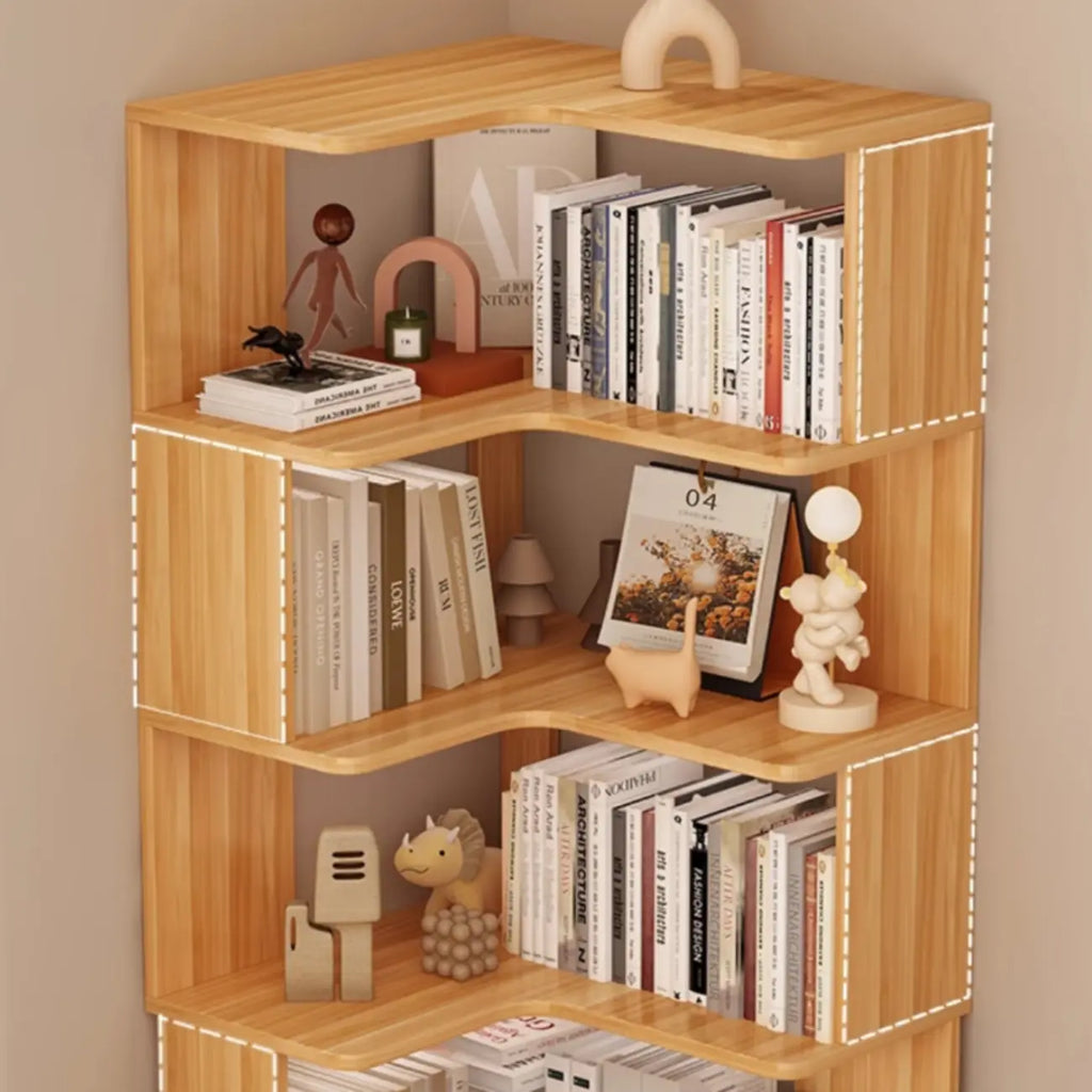 Eckbücherregal aus Holzwerkstoff mit 6 Ablagen