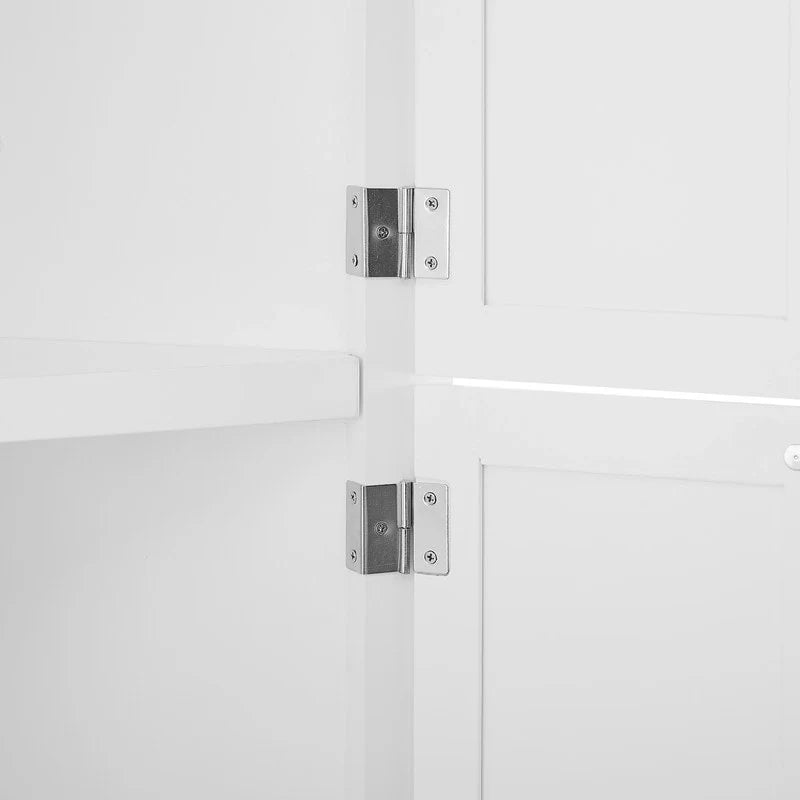 Hoher Eckschrank mit 8 Türen und 4 Regalböden