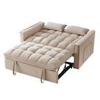 Loveseat-Schlafsofa 4-in-1 mit Armlehnen und Aufbewahrungstaschen, multifunktionales getuftetes Ausziehsofa mit verstellbarer Rückenlehne