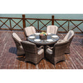 Ensemble de salle à manger rond de jardin en rotin tressé, 7 pièces, avec coussins, par Moda Furnishings