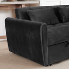 64.96 Velvet 3-in-1 Convertible Sofa Bed with Adjustable Back, Storage Pocket, and 500lb Weight Capacity