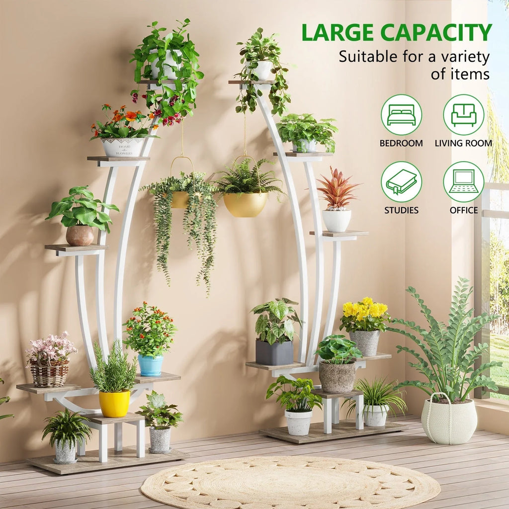Support pour plantes d’intérieur, présentoir à fleurs à 6 niveaux pour la maison et le jardin – lot de 2
