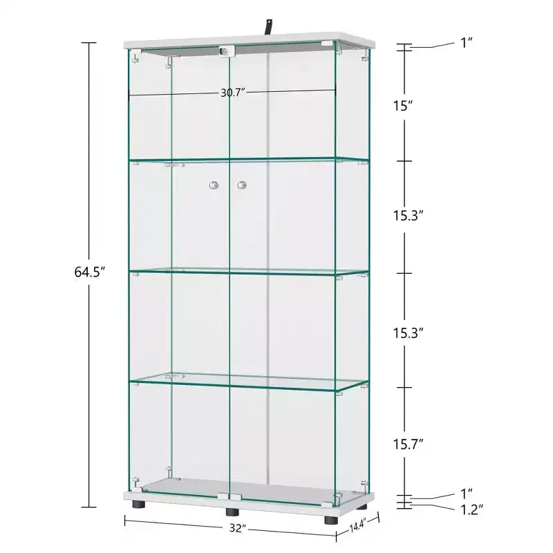 Vitrinenschrank aus Glas, 64,5 x 32, mit Schloss